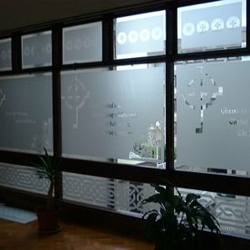 Etched window graphics